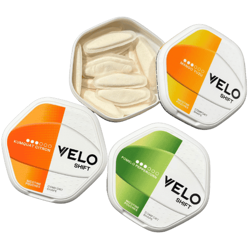 VELO Shift Mango Yuzu, VELO Shift Pomelo Peppercorn, VELO Shift Kumquat Citron